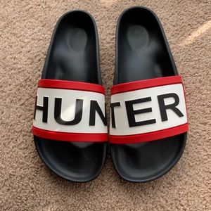 Women’s Black/White US Size 9 Hunter Boot Slides